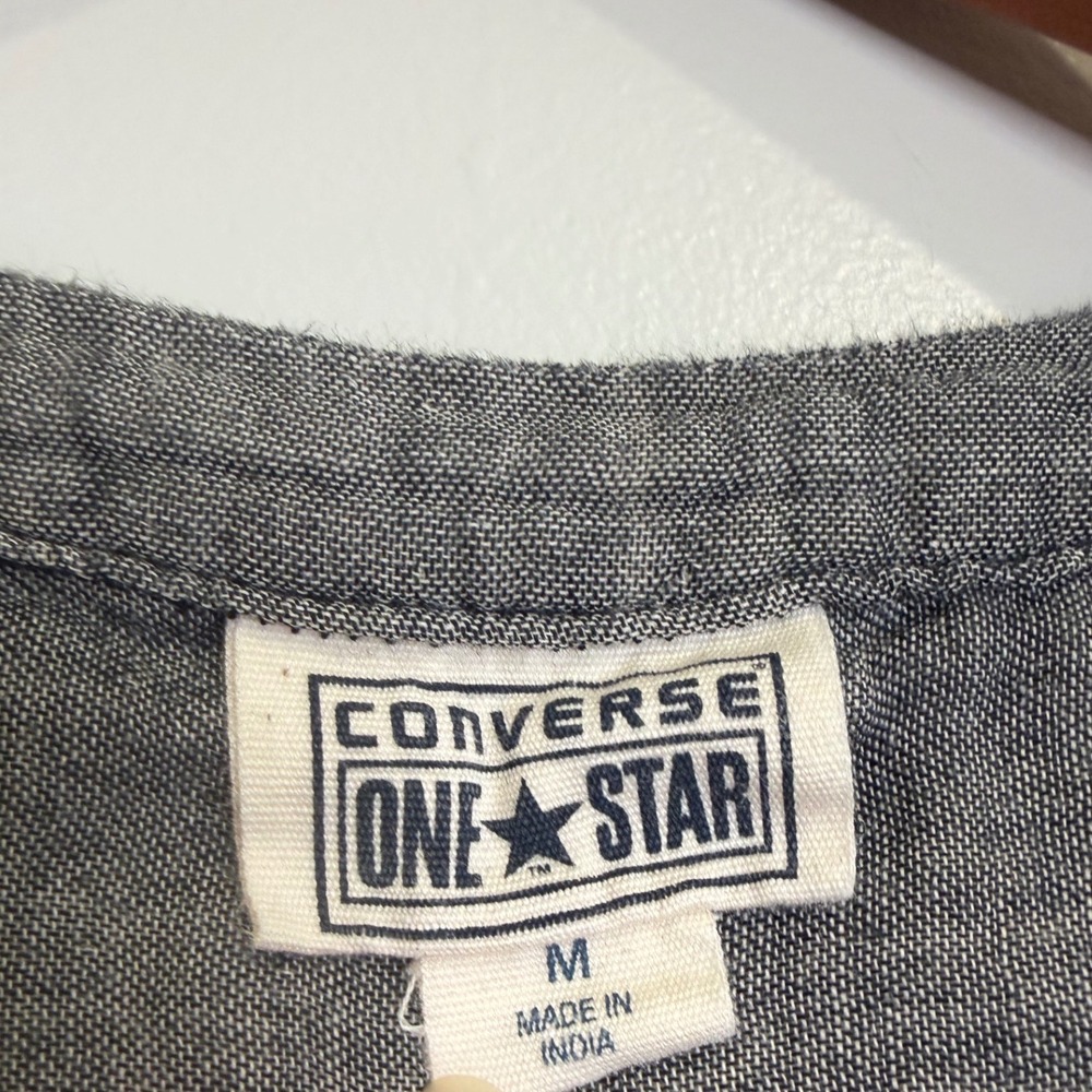 Converse Button Gray Dress Cotton Size Medium Grunge Punk Edgy Skater Streetwear - Picture 4 of 7